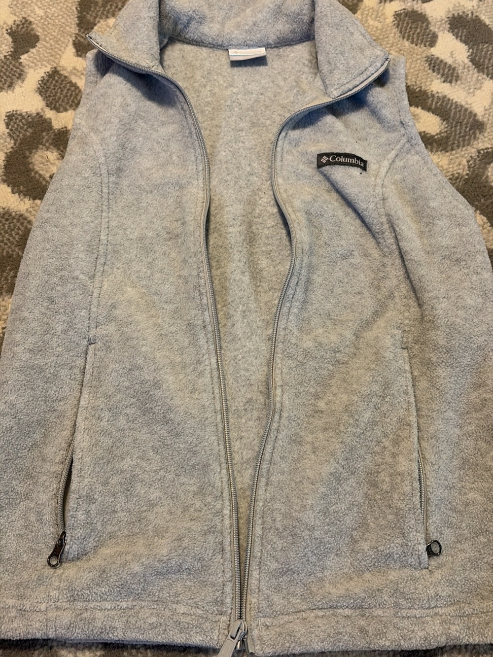 Columbia Heather Gray Full-Zip Fleece Vest